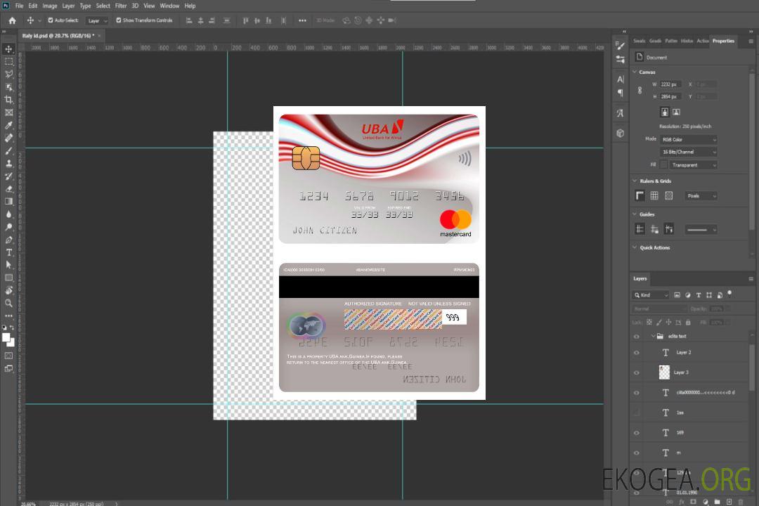 Mastercard de la banque UBA de Guinée template Mastercard de la banque UBA de Guinée template